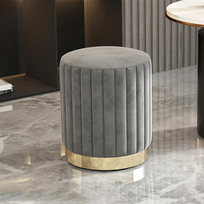 Modern Minimalist Round Velvet Top Metal Base Vanity Stool For Bedroom