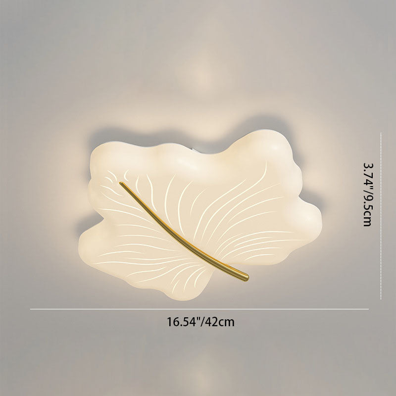 Modern Minimalist Maple Leaf Iron Acrylic LED Flush Mount Ceiling Light For Bedroom