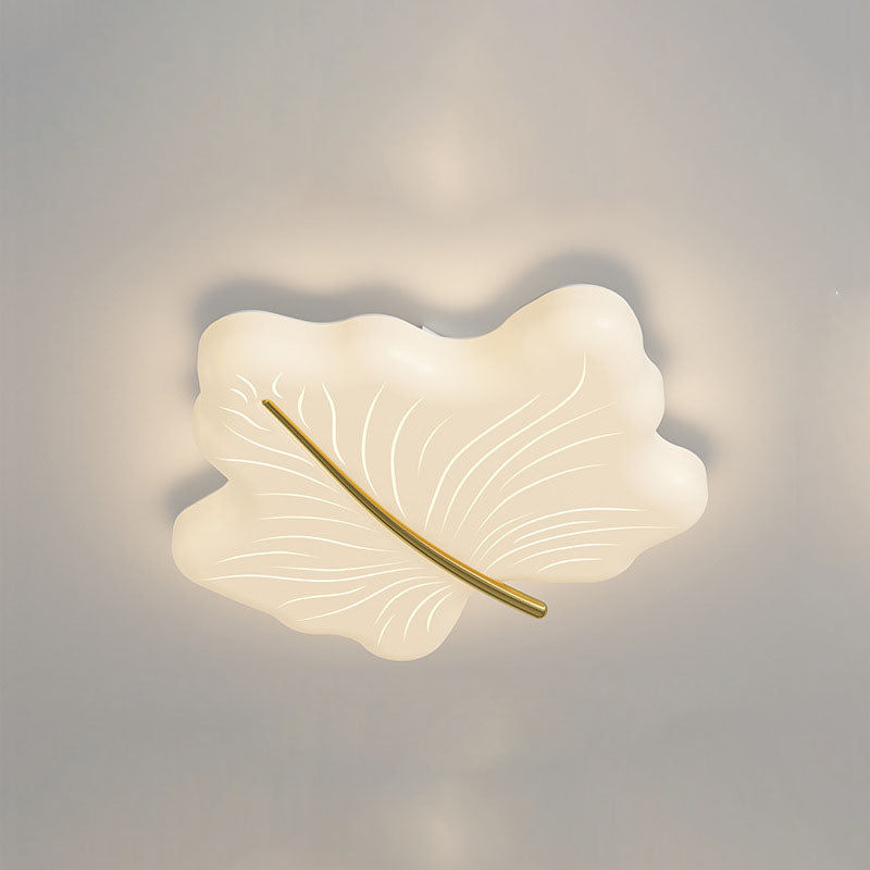 Modern Minimalist Maple Leaf Iron Acrylic LED Flush Mount Ceiling Light For Bedroom