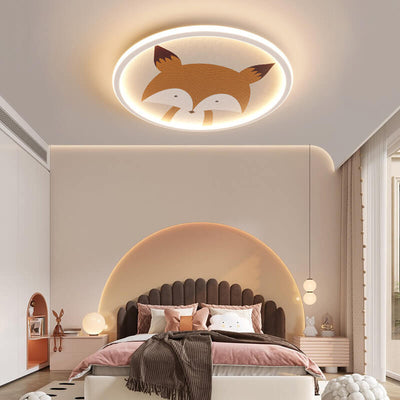 Plafonnier encastré en PVC, matériel en aluminium, rond et minimaliste moderne, avec animaux de dessin animé, pour chambre à coucher 