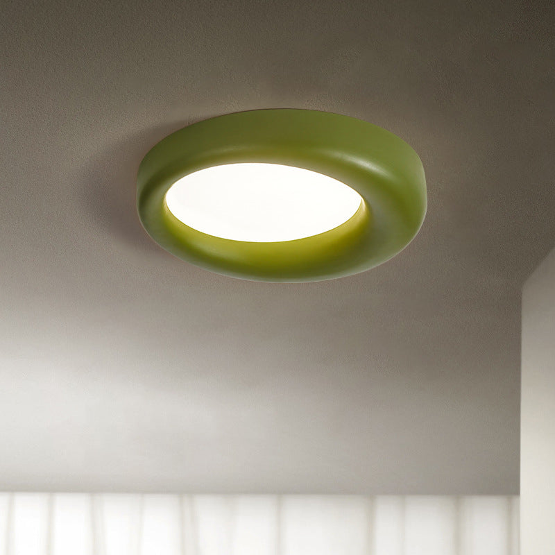 Modern Minimalist Hollow Round Acrylic Fiberglass LED Flush Mount Ceiling Light For Living Room