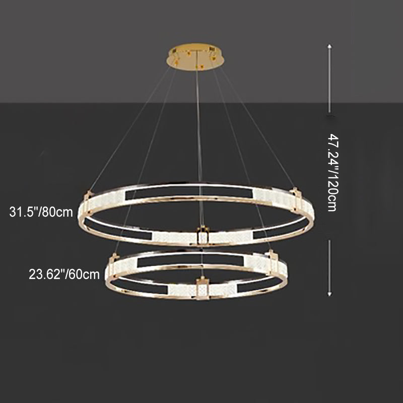 Modern Luxury Circle Aluminum Crystal Glass LED Chandelier For Living Room