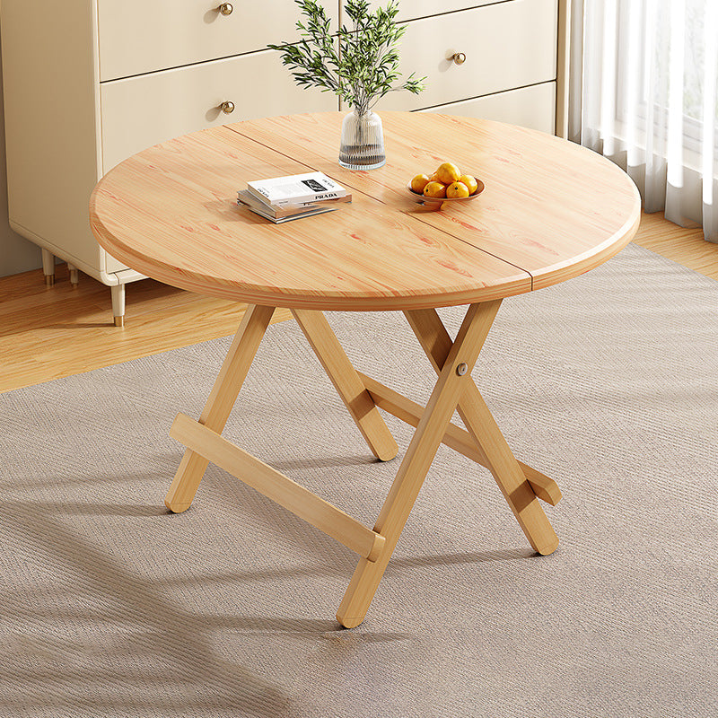 Contemporary Scandinavian Round Table Top Solid Wood Dining Table For 4 Seats