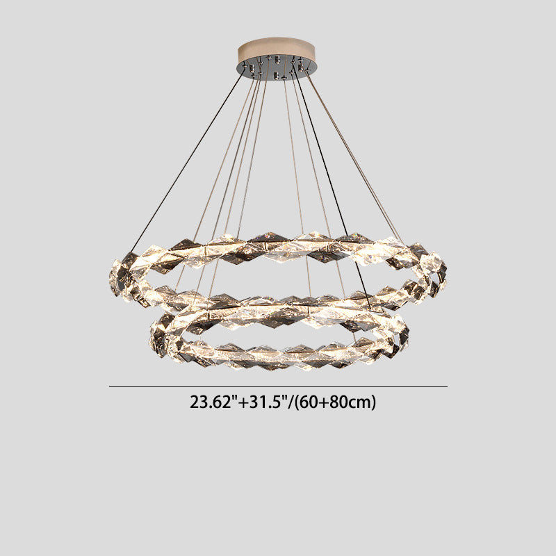 Modern Minimalist Round Crystal Iron LED Chandelier For Living Room