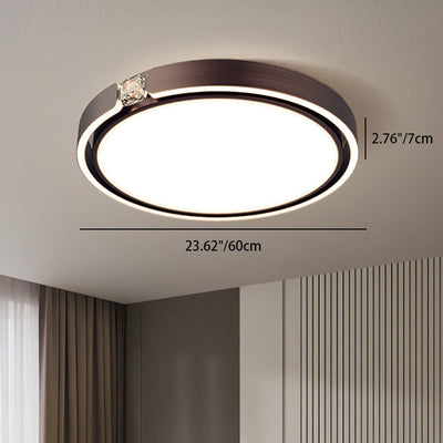 Modern Luxury Round Electroplated Aluminum Acrylic LED Flush Mount Ceiling Light For Bedroom