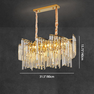 Contemporary Luxury Oval Iron Crystal 10/12 Light Chandelier For Living Room