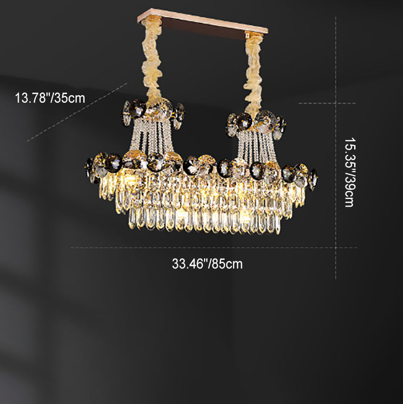 Contemporary Luxury Half Round Ball Crystal Iron 8/10/11/14/17/24 Light Chandelier For Living Room