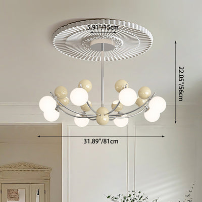 Contemporary Nordic Branch Orb Iron PE LED Chandelier For Living Room