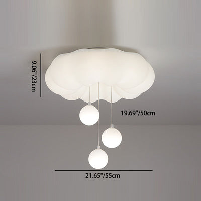 Modern Minimalist Clouds Spherical Bow Iron Plastic LED Flush Mount Ceiling Light For Bedroom