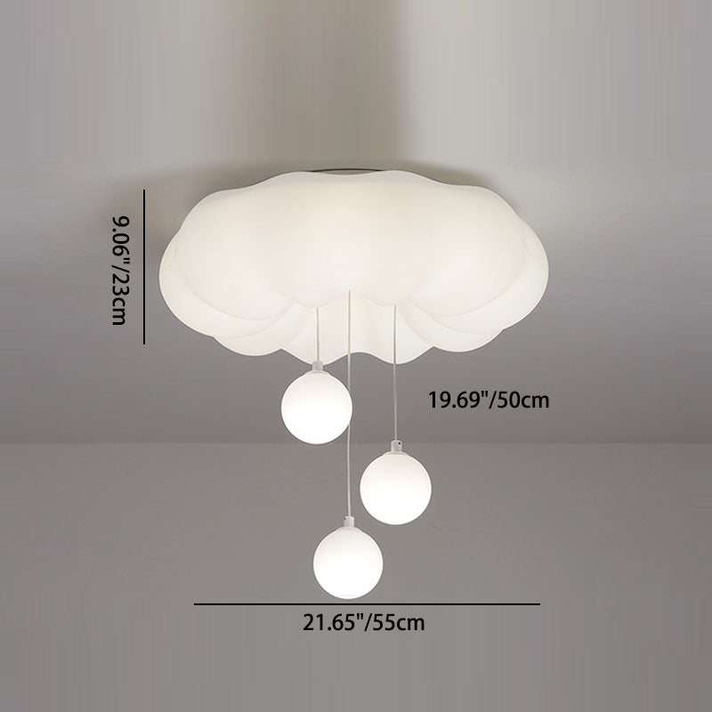 Modern Minimalist Clouds Spherical Bow Iron Plastic LED Flush Mount Ceiling Light For Bedroom