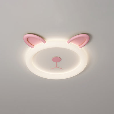 Contemporary Creative Cartoon Panda PE Resin LED Kids Flush Mount Ceiling Light For Bedroom