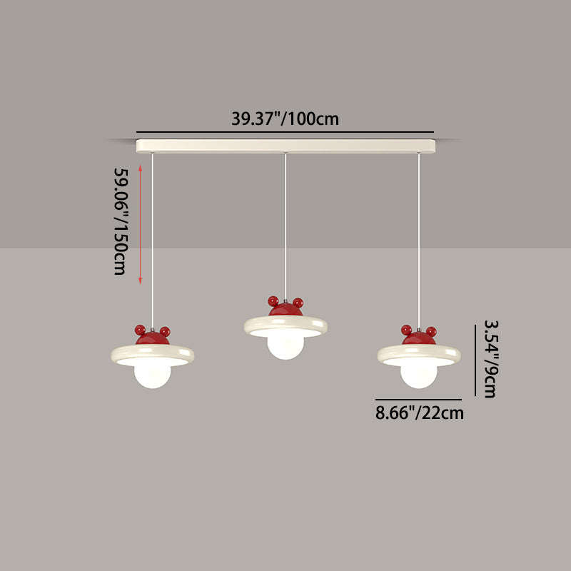 Contemporary Nordic Cherry Glass Iron 3-Light Island Light Chandelier For Living Room