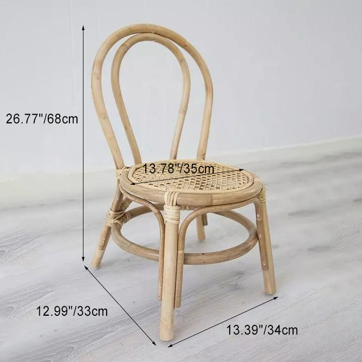 Traditional Japanese Round Rattan Weaving Footstool Bow Knot Backrest For Entryways