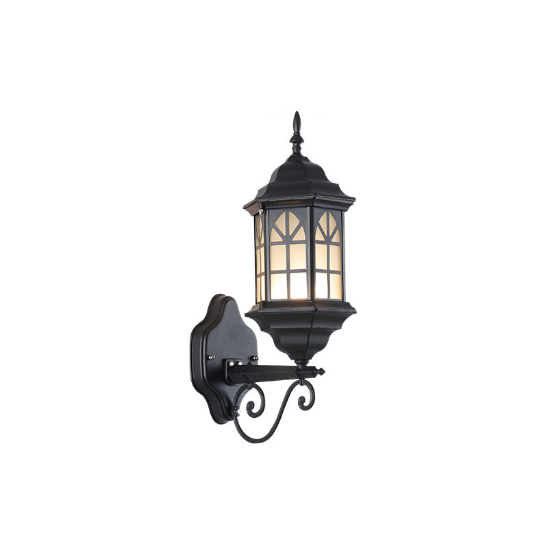 Contemporary Retro Solar Waterproof Aluminum Glass Cylinder House 1-Light Wall Sconce Lamp For Outdoor Patio