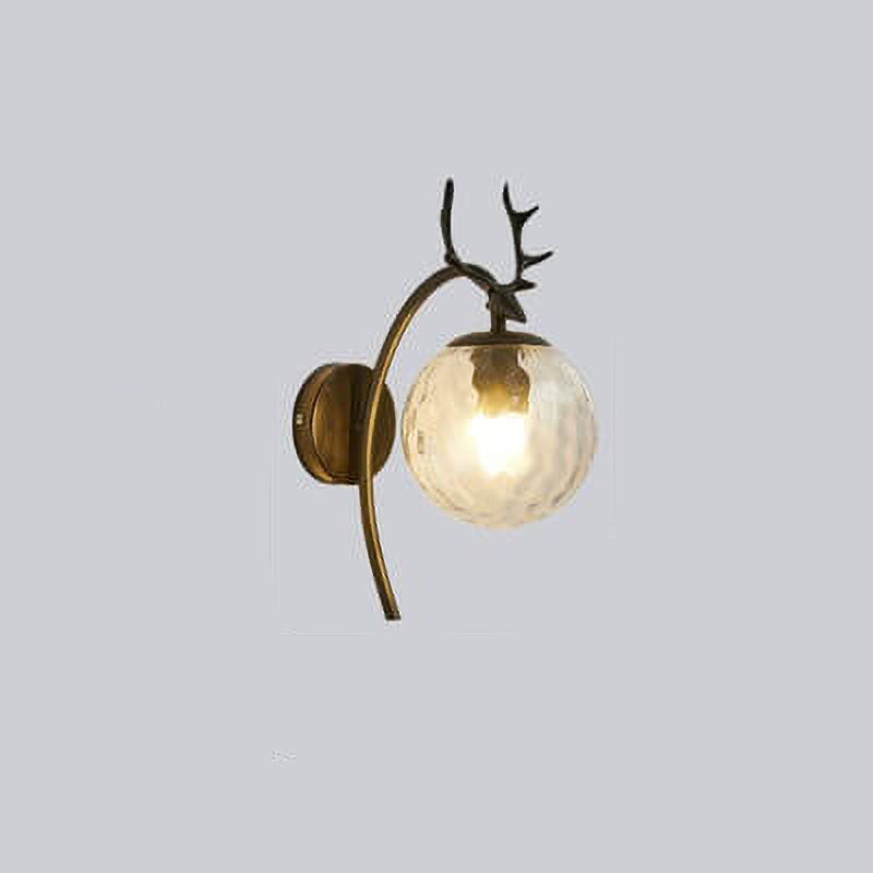 Nordic Light Luxury Iron Antler Global Glass 1-Light Wall Sconce Lamp