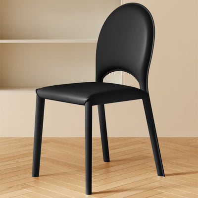 Contemporary Nordic Square Oval Leather Carbon Steel Dining Chair Backrest For Dining Room