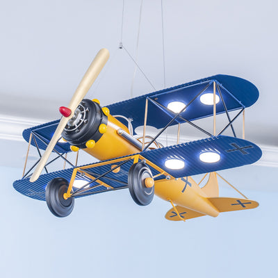 Contemporary Creative Kids Aircraft Hardware Acrylic LED Chandelier For Bedroom