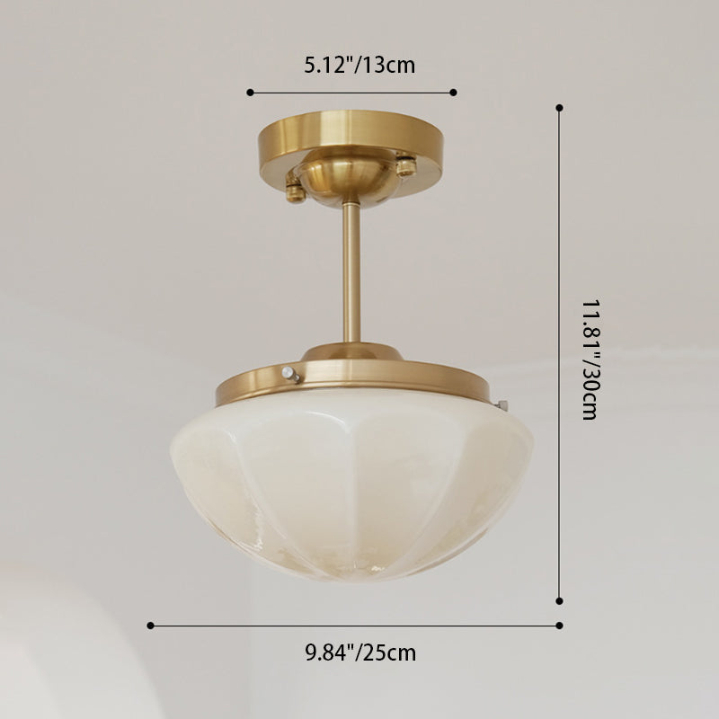 Contemporary Scandinavian Cream Round Iron Glass 1-Light Pendant Light For Living Room