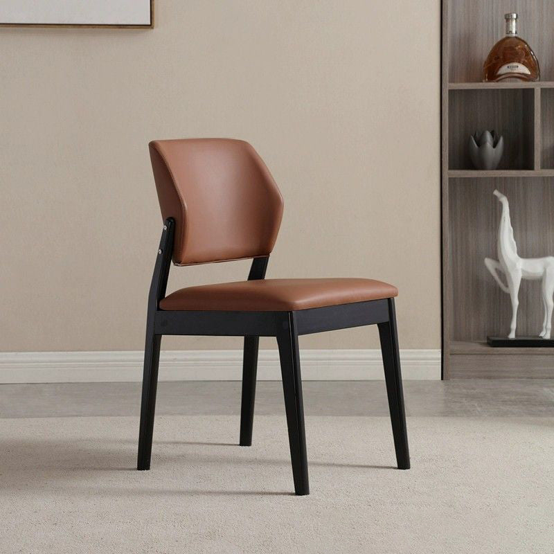 Contemporary Nordic Faux Leather Upholstered Dining Chair Open Back Armless For Dining Room