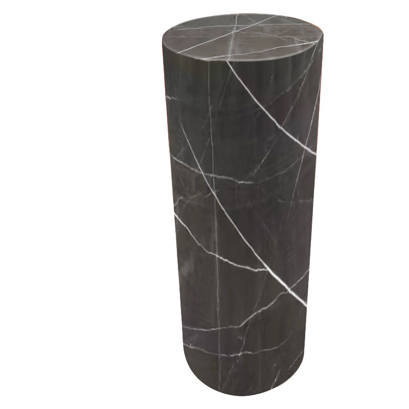 Contemporary Luxury Round Natural Marble End Table 1-Tier For Living Room