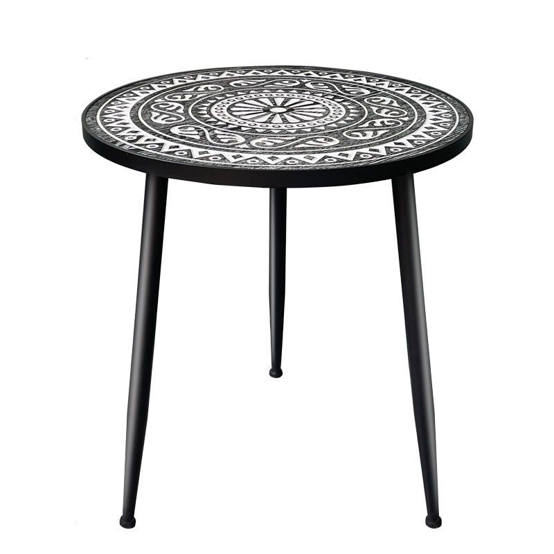 Contemporary Simplicity Pattern Wood Iron Round Coffee Table For Living Room