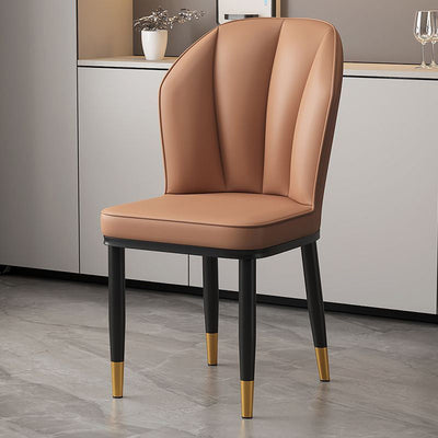 Modern Luxury PU Leather Padded Dining Chair Wing Backrest Armless For Dining Room