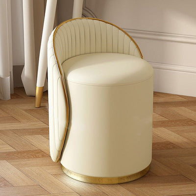 Modern Minimalist Cylinder Iron Leather Vanity Stool Backrest For Bedroom