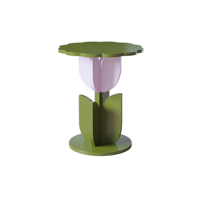 Contemporary Creative Petal Round Tabletop Pine Glass Side Table For Living Room