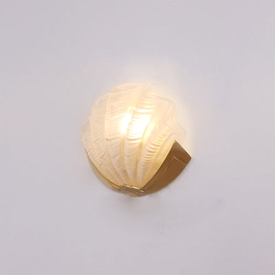 Modern Art Deco Shell Brass Glass 1-Light Wall Sconce Lamp For Living Room