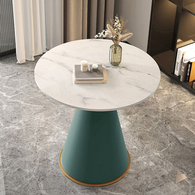 Contemporary Luxury Round Sintered Stone Top Metal Base Coffee Table For Living Room