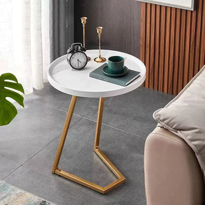 Modern Simplicity Round MDF Iron End Table Movable For Living Room