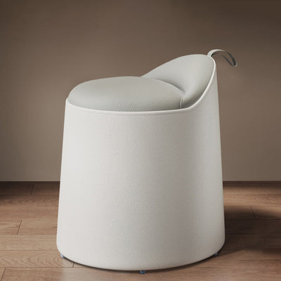 Modern Simplicity Leather Wood Aluminum Alloy Sponge Round Cylinder Vanity Stool Backrest For Bedroom