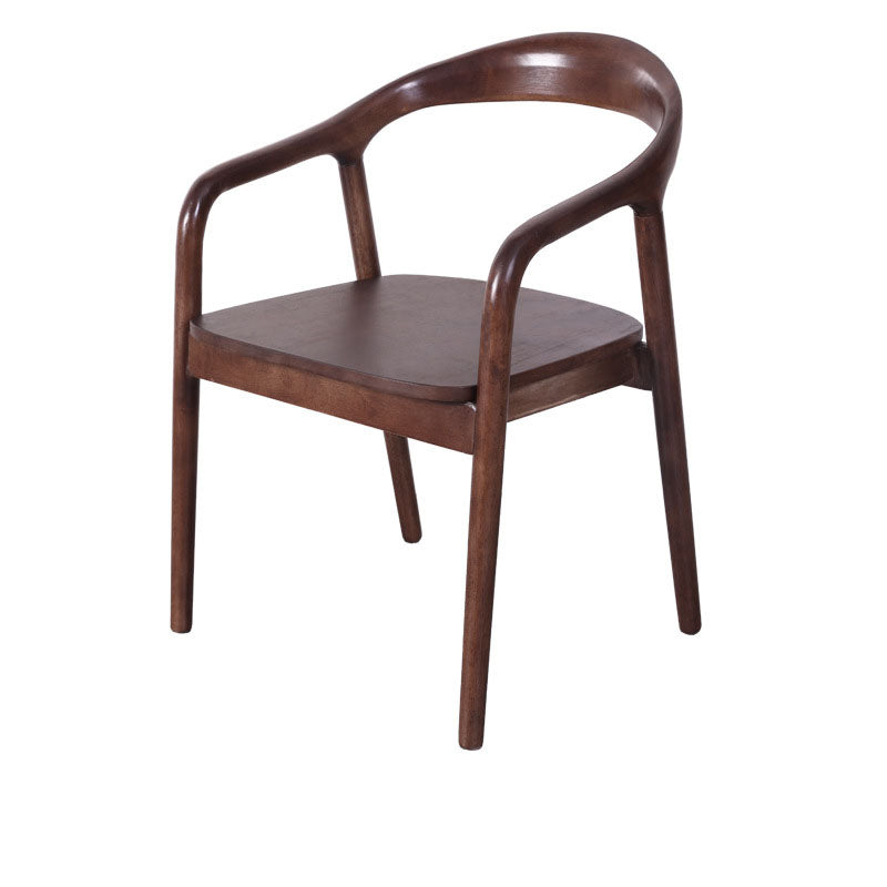 Modern Minimalist Arched Curve Frame Solid Wood Linen Dining Chair Backrest Armrest For Dining Room