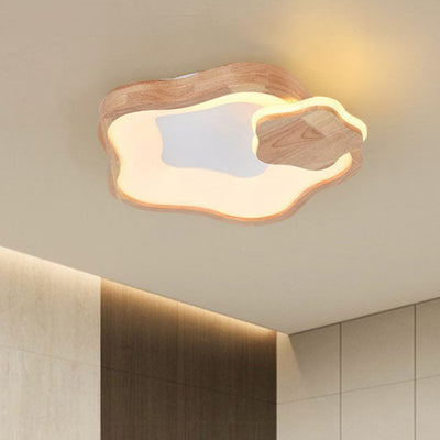 Contemporary Scandinavian Log Ring Acrylic LED Flush Mount Ceiling Light For Bedroom