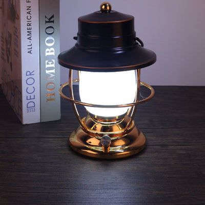 Traditional Farmhouse Waterproof Rechargeable Iron Acrylic Cylinder LED Table Lamp For Entertainment Room