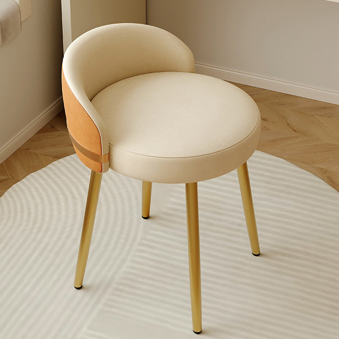 Tabouret de coiffeuse rond en cuir et métal avec dossier en éponge pour chambre à coucher 