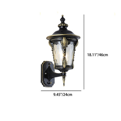 Traditional European Waterproof Quadrangle Pointed Cylinder Aluminum Glass 1-Light Outdoor Wall Sconce Lamp For Garden