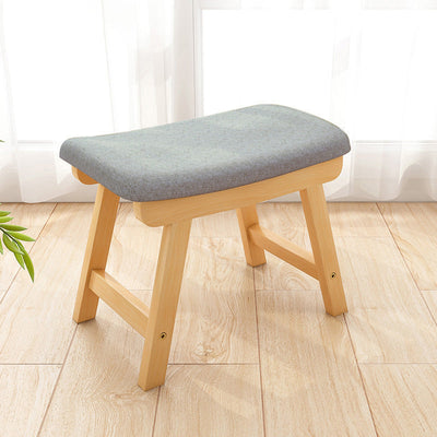 Contemporary Simplicity Rectangular Wood Fabric Vanity Stool Backless Armless For Bedroom