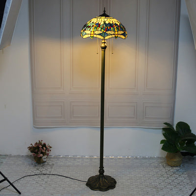 Traditional Tiffany Half Ball Resin Glass 1-Light Standing Floor Lamp For Bedroom