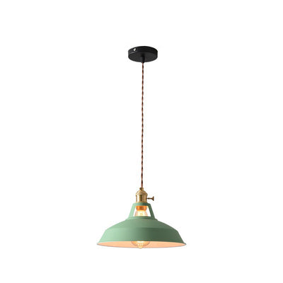 Contemporary Scandinavian Round Macaron Iron 1-Light Pendant Light For Living Room