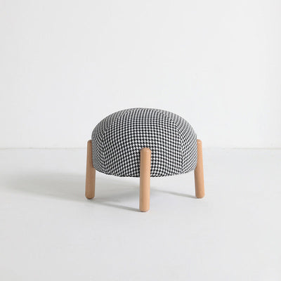 Contemporary Scandinavian Ladybug Shape Cotton Linen Pouf Low Stool For Living Room