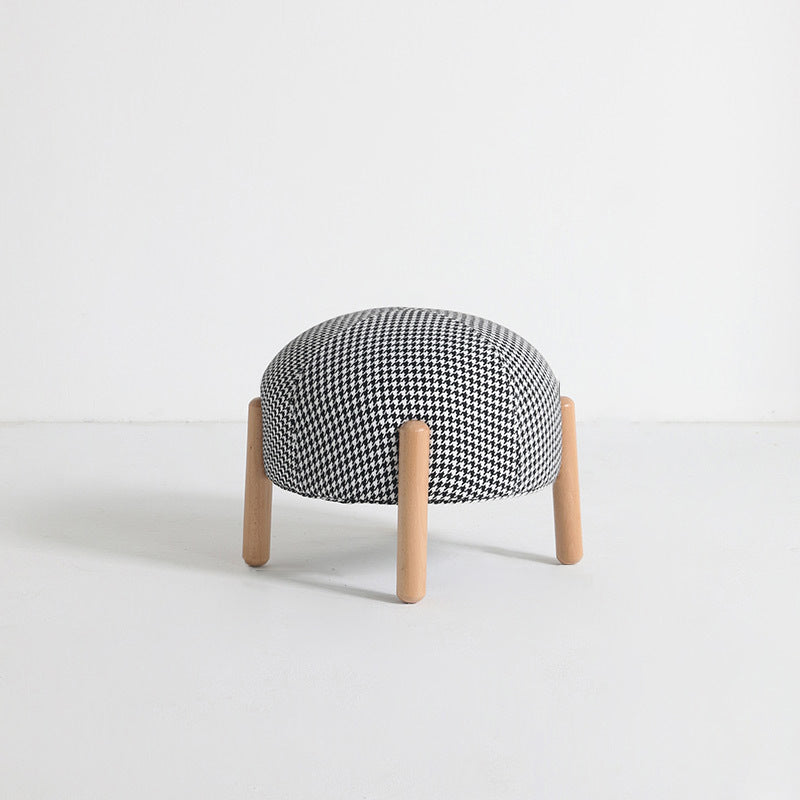 Contemporary Scandinavian Ladybug Shape Cotton Linen Pouf Low Stool For Living Room