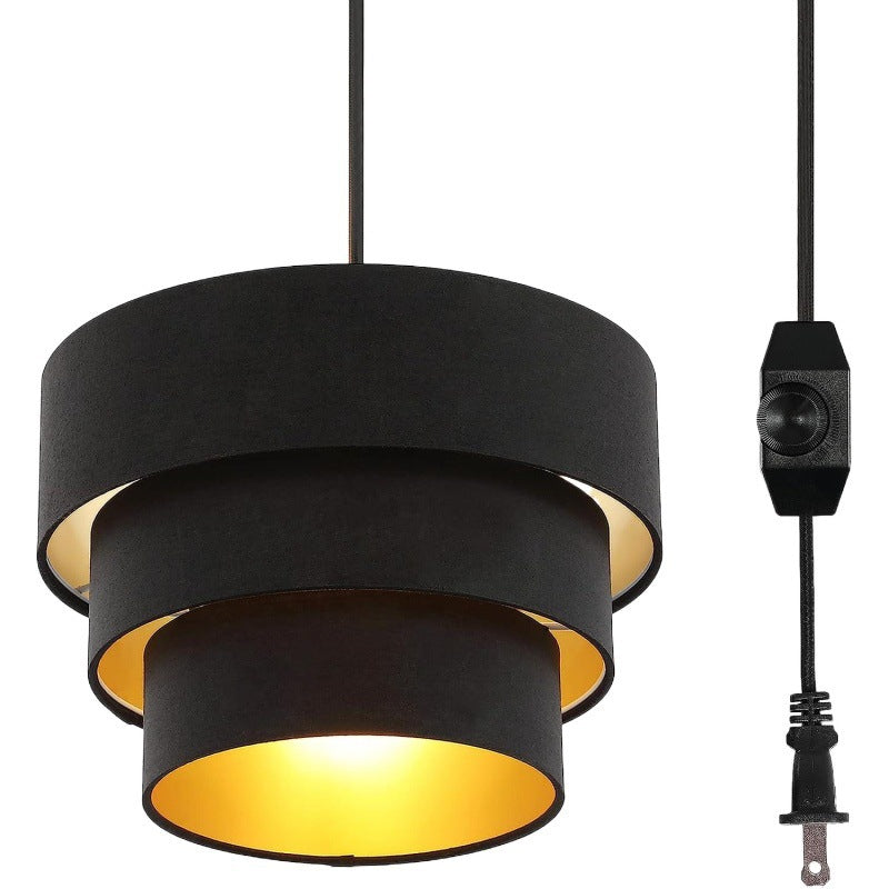 Contemporary Retro Three-Layers Fabric Iron 1-Light Pendant Light For Bedroom