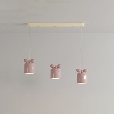 Modern Simplicity Cylinder Bow Metal Resin 1/3/5 Light Pendant Light For Bedroom