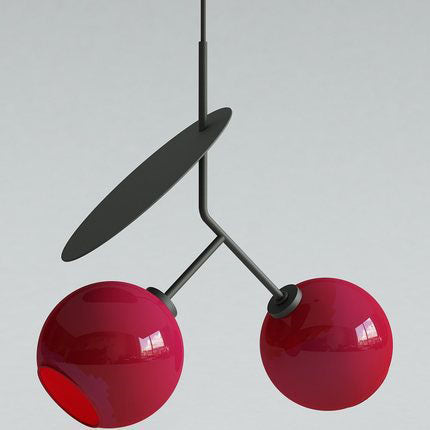 Lampe suspendue moderne et créative en fer et verre cerise à 1/2 lumières 