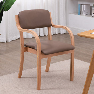 Modern Simplicity Fabric Wood Sponge Square Curved Dining Chair Backrest Armrest For Dining Room