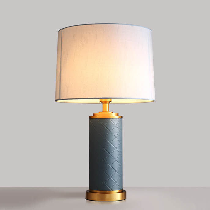 European Light Luxury Full Copper Fabric Lampshade 1-Light Table Lamp