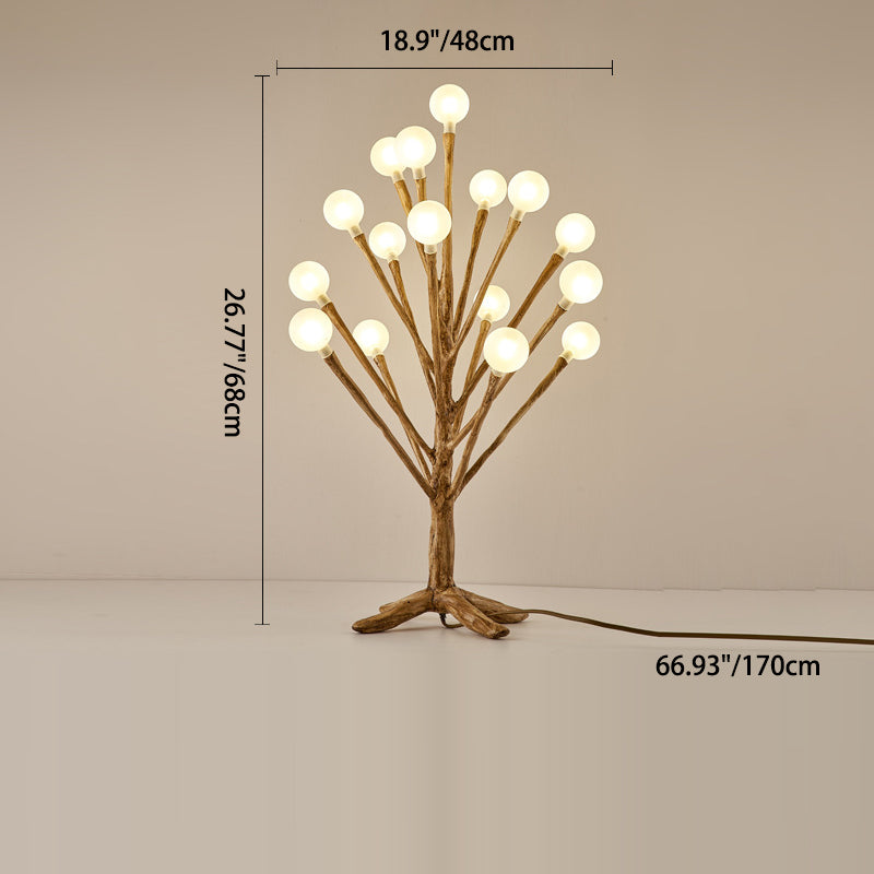 Traditional Japanese Twig Orb Resin Hardware Glass 3/7/8/12/16 Light Table Lamp For Bedroom