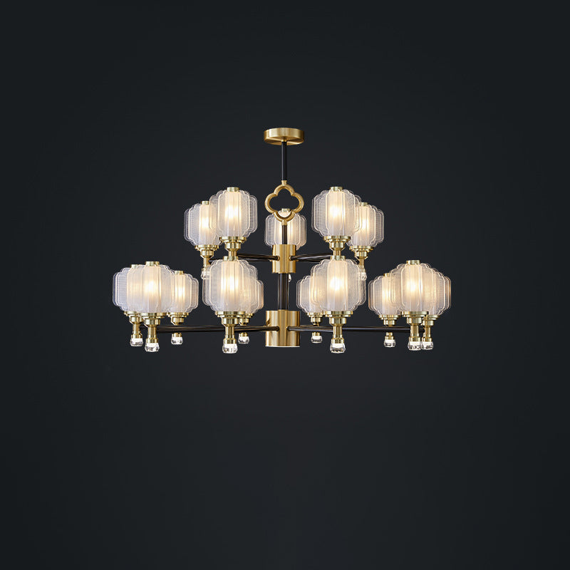 Contemporary Scandinavian Crystal Glass Copper 6/8/15 Light Chandelier For Living Room