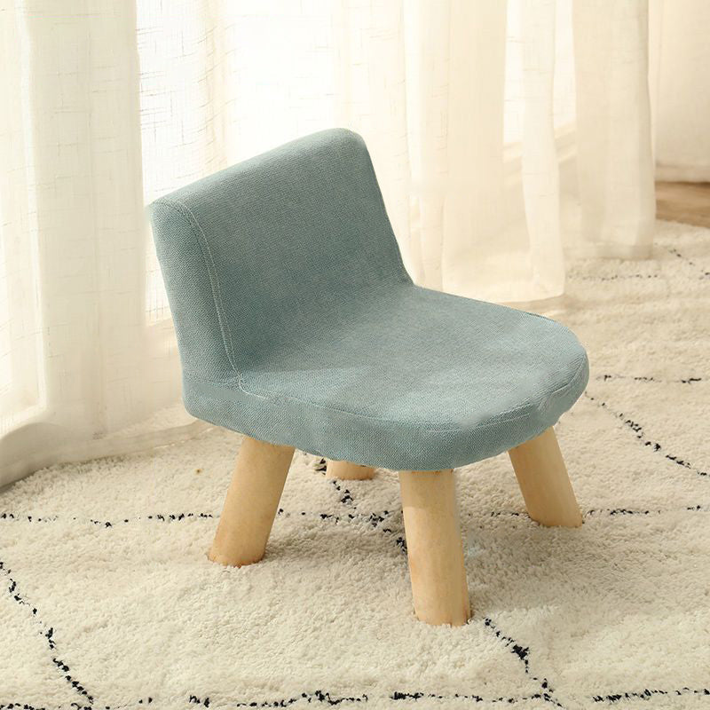 Contemporary Creative Square Cotton Linen Solid Wood Chair Backrest Armless For Living Room